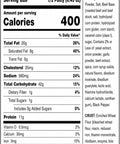 Nutrition Facts and ingredients label for Lehto's Beef Pasties.