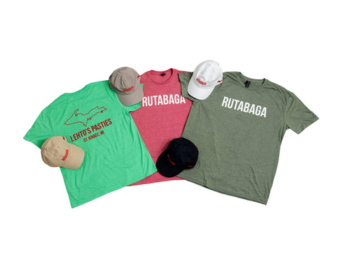 Lehto's T-shirts and hats in every color.