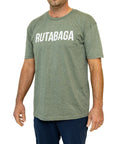 Front of the Lehto's T-shirt in Heather Military Green, printed with RUTABAGA.